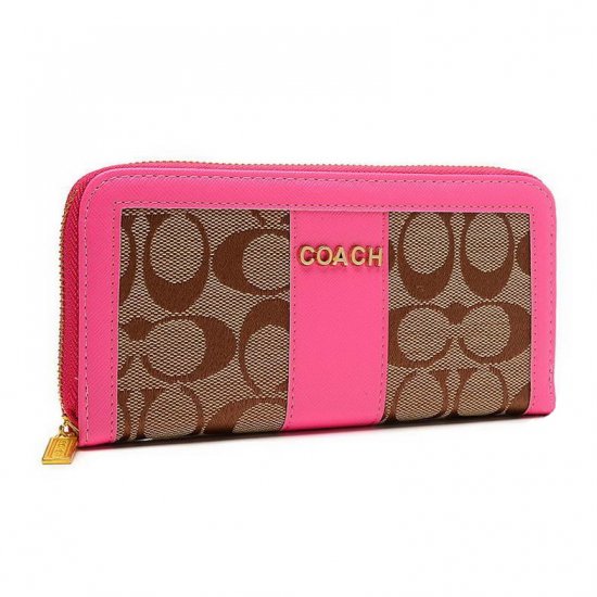 Coach Legacy Accordion Zip Large Pink Wallets ETM - Click Image to Close